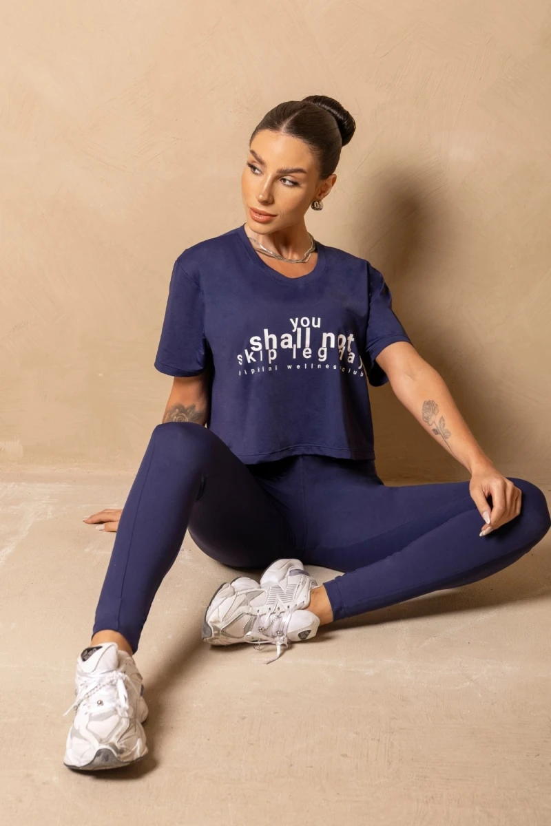 Hipkini - Navy Blue Breezy Cropped T-Shirt - 33331316