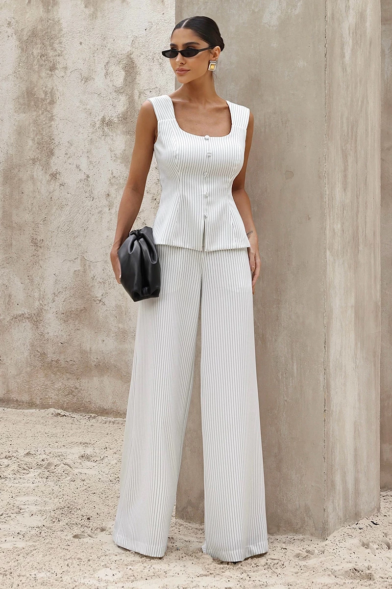 Dot Clothing - Pants Dot Clothing Maia Stripada Off White - 2839OFF