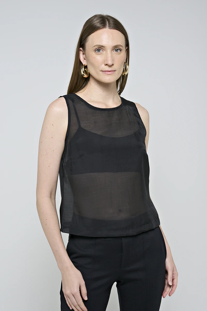 Hidrogênio - REGATA ALÇA LARGA ORGANZA PRETO - 20496001