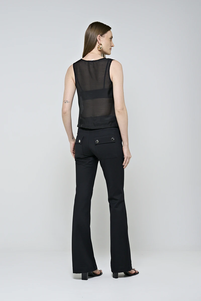 Hidrogênio - REGATA ALÇA LARGA ORGANZA PRETO - 20496001