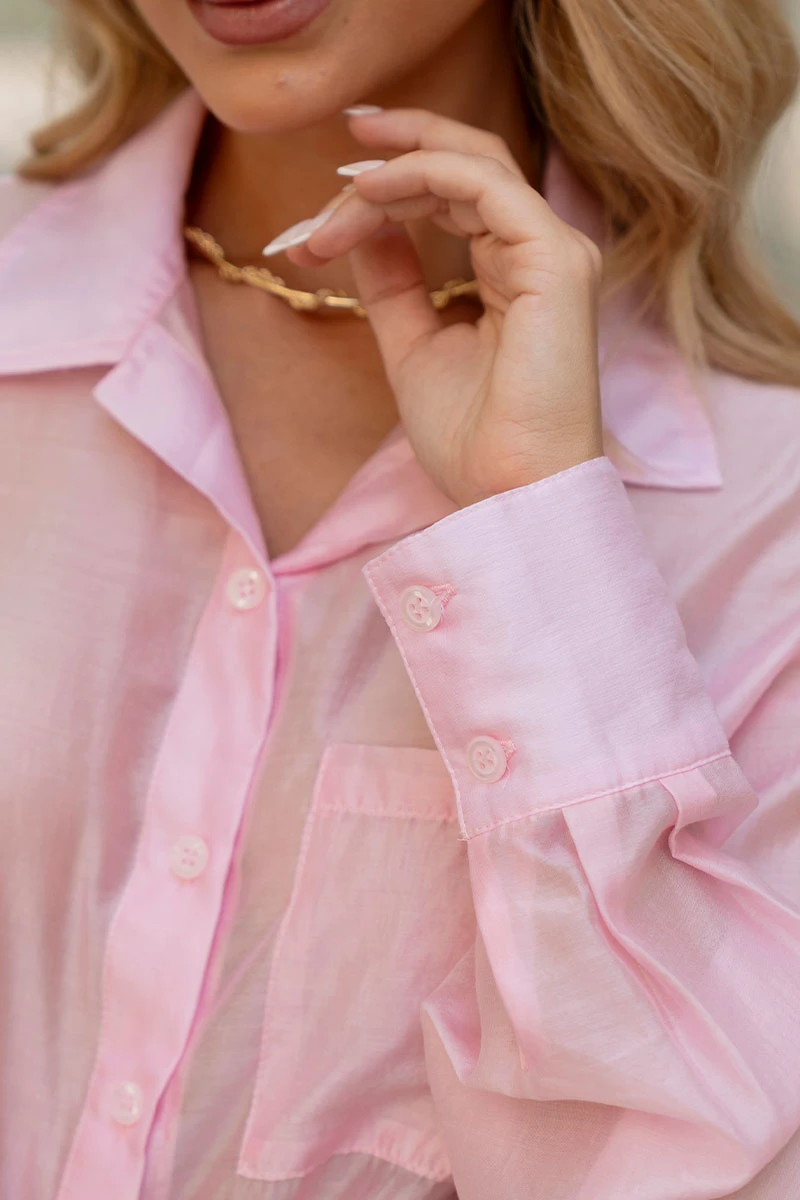 Miss Misses - Camisa Samara Manga Longa Rosa - 54664060