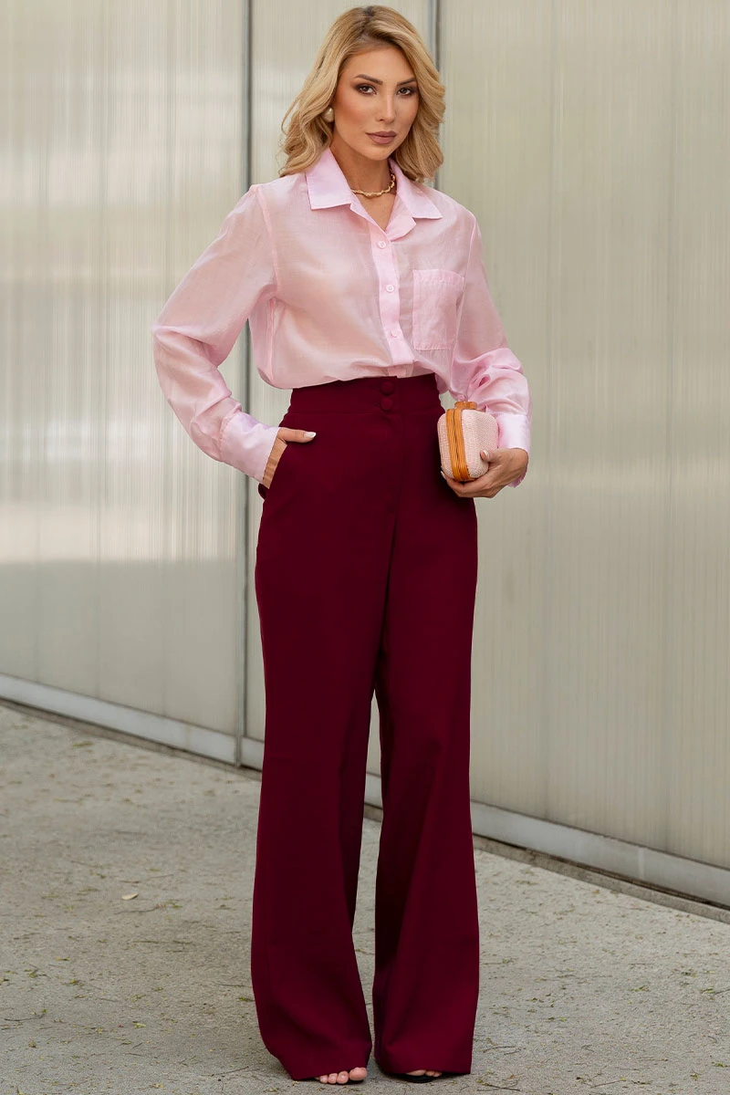 Miss Misses - Camisa Samara Manga Longa Rosa - 54664060