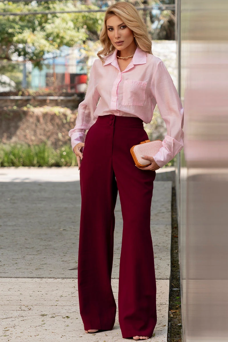 Miss Misses - Camisa Samara Manga Longa Rosa - 54664060