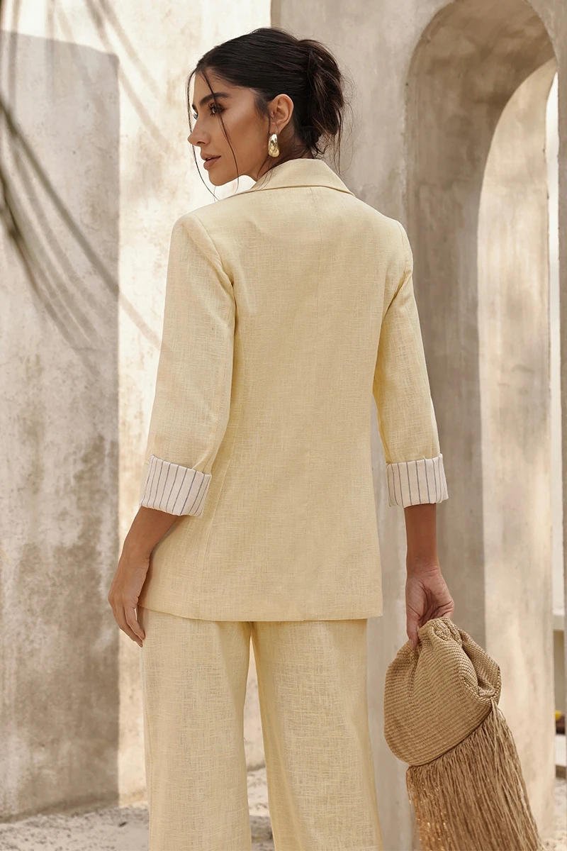 Dot Clothing - Blazer Dot Clothing Ariana Yellow Linen - 2832AMAR