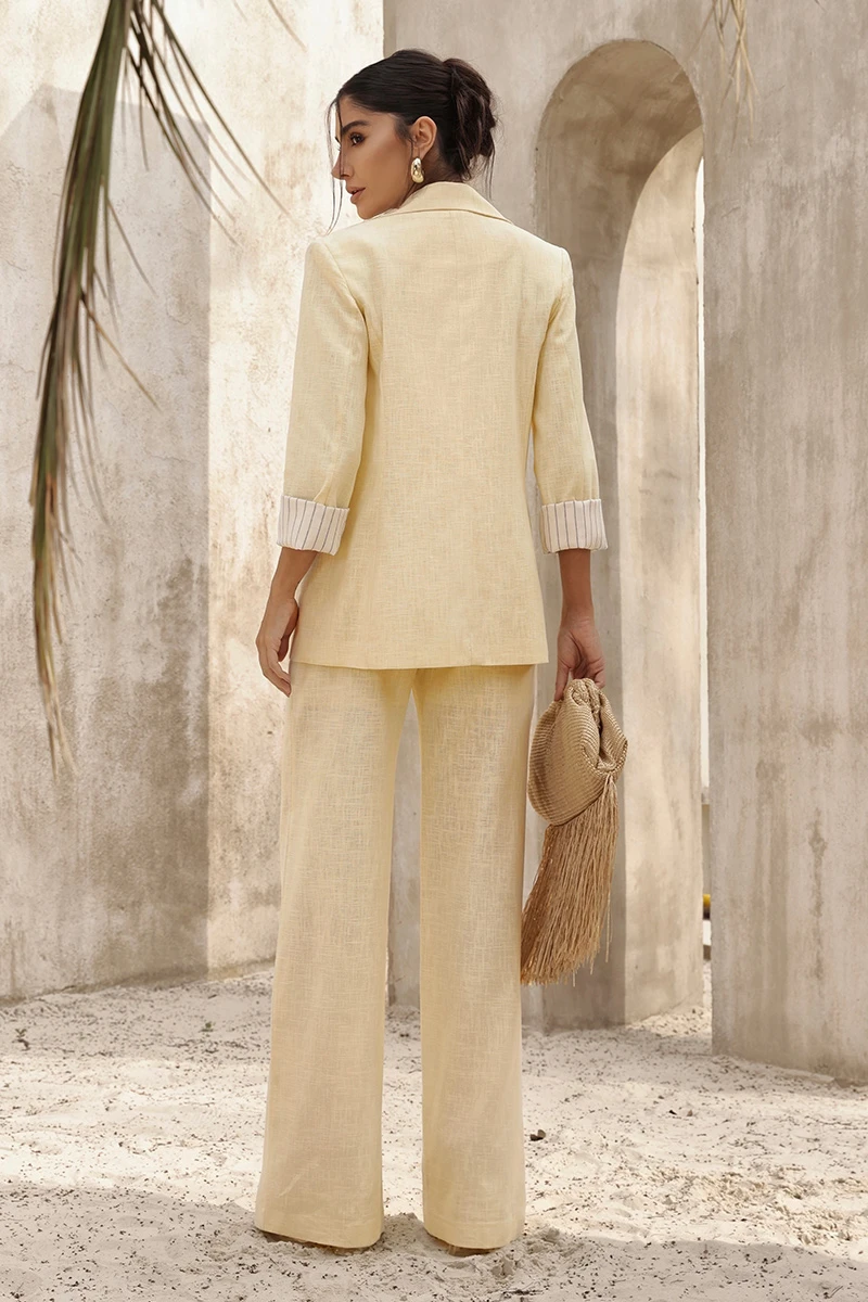 Dot Clothing - Blazer Dot Clothing Ariana Yellow Linen - 2832AMAR