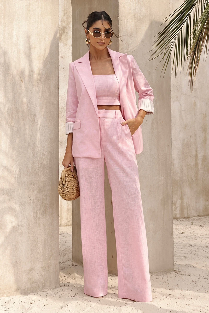 Dot Clothing - Blazer Dot Clothing Ariana Linho pink - 2832ROSA