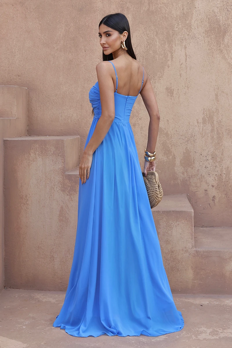 Dot Clothing - Dress Dot Clothing Longo Bethania Argola Gota Azul - 2586AZUL