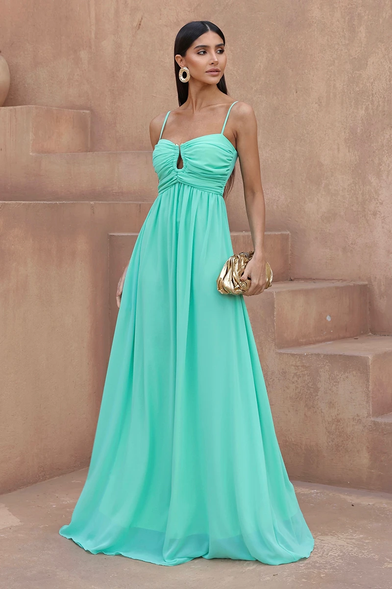 Dot Clothing - Dress Dot Clothing Longo Bethania Argola Gota Verde - 2586VERDE