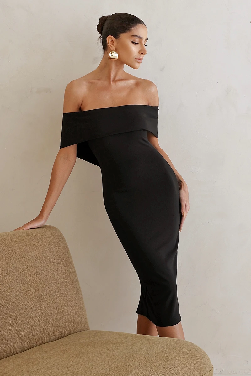 Dot Clothing - Dot Clothing Demi Off-the-Shoulder Black Dress - 2862PRETO