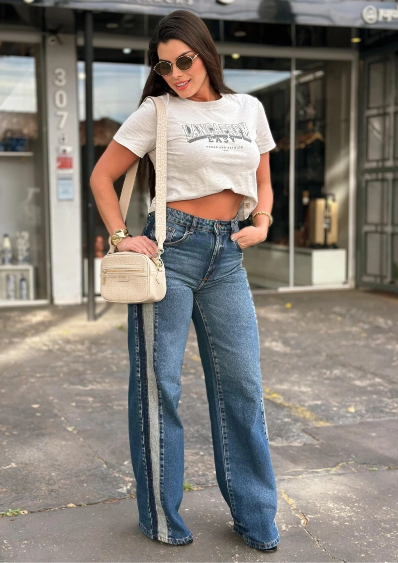 LANÇA PERFUME - Wide Leg Jeans Pants High Waist Lança Perfume - 8505