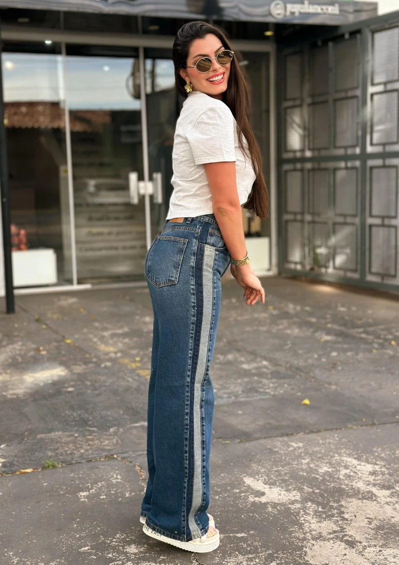 LANÇA PERFUME - Wide Leg Jeans Pants High Waist Lança Perfume - 8505