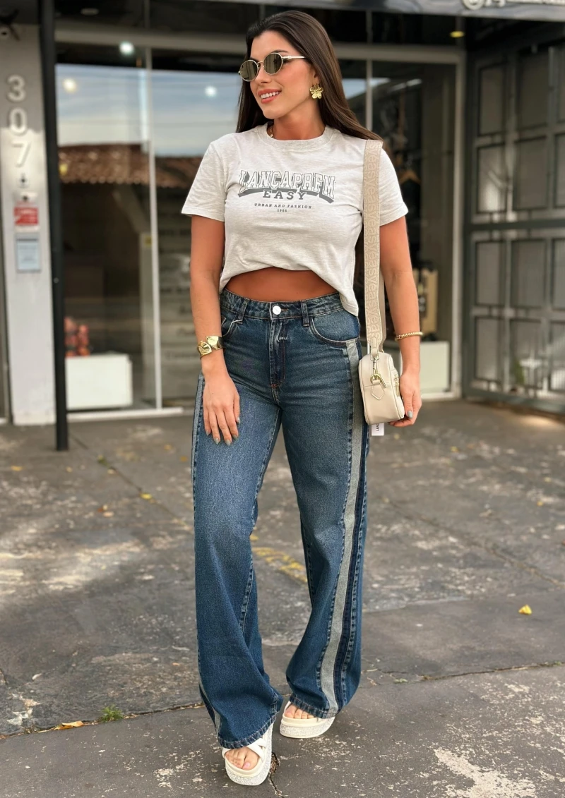 LANÇA PERFUME - Calça Jeans Wide Leg Cintura Alta Lança Perfume - 8505