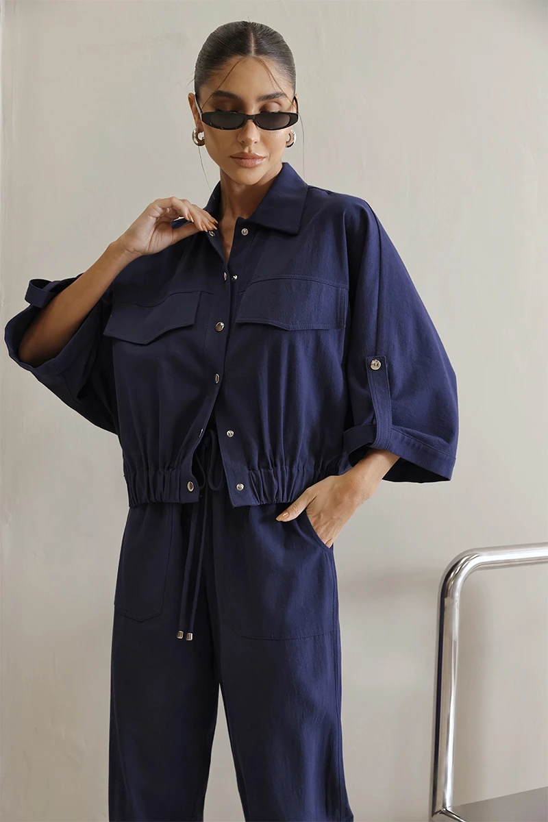 Dot Clothing - Dot Clothing Set Liz Shirt and Navy Jogger Pants - 2822AZULES