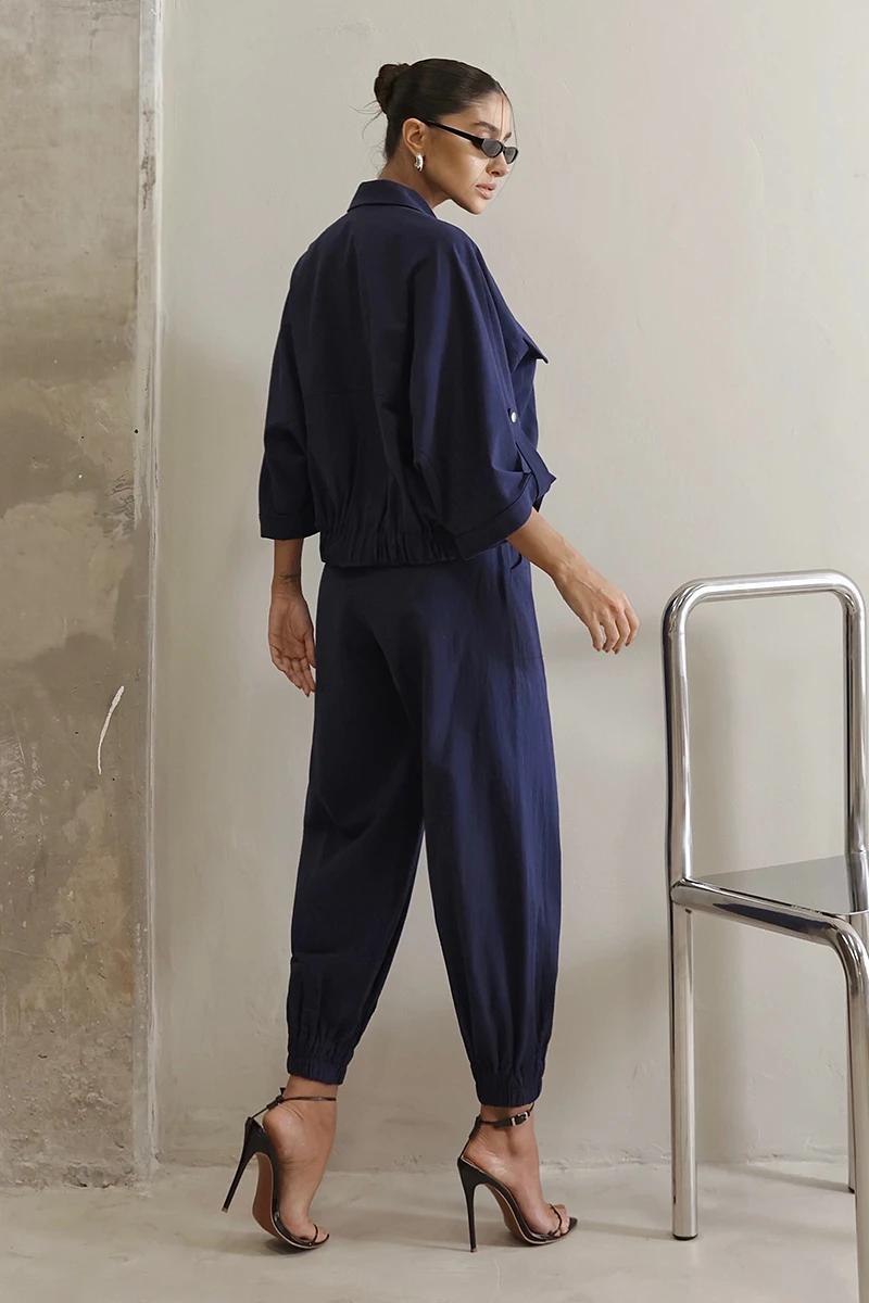 Dot Clothing - Dot Clothing Set Liz Shirt and Navy Jogger Pants - 2822AZULES