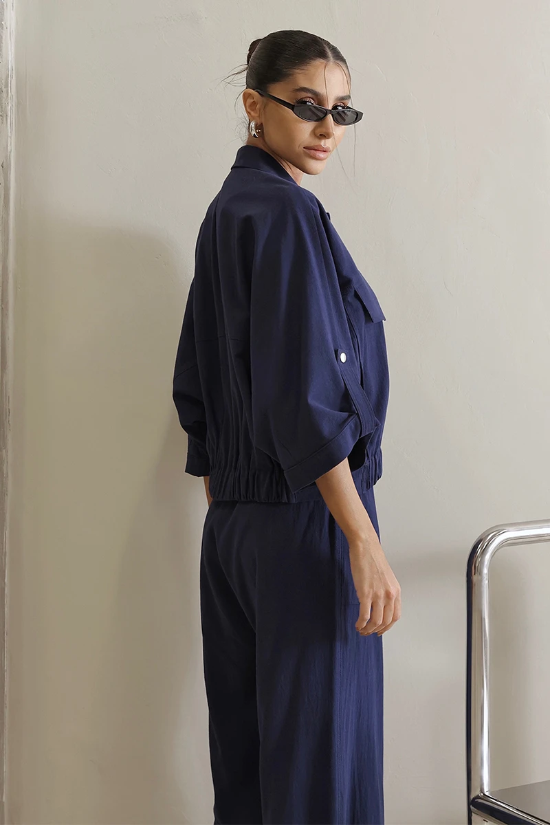 Dot Clothing - Dot Clothing Set Liz Shirt and Navy Jogger Pants - 2822AZULES