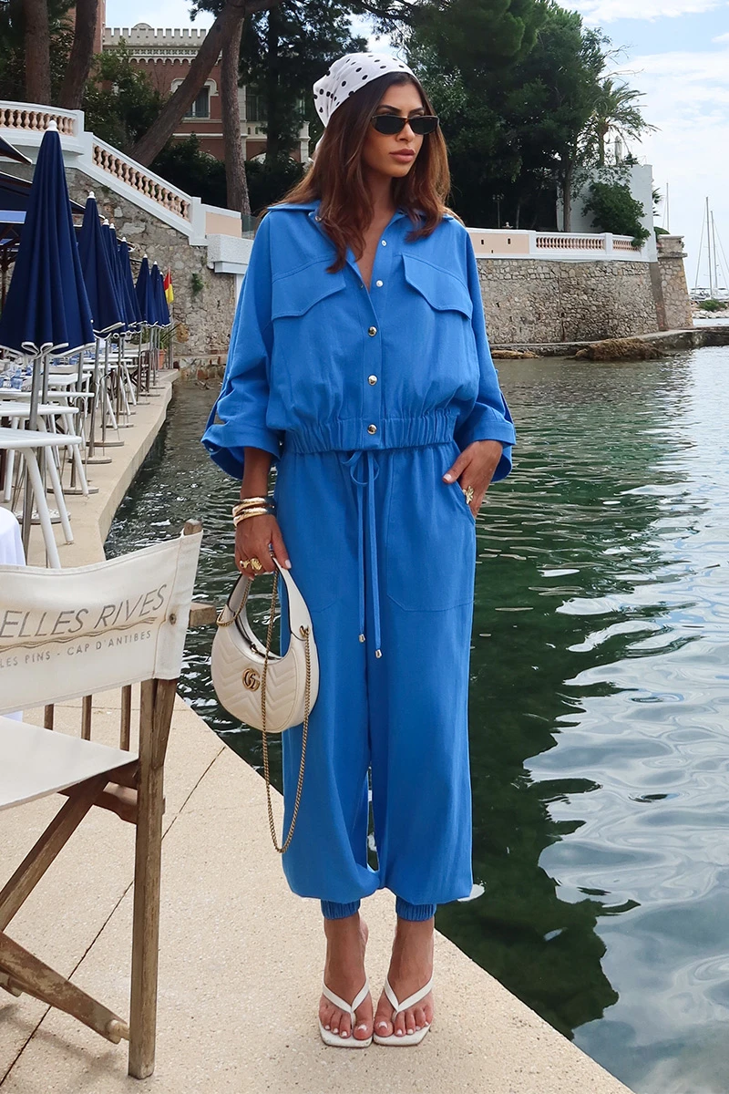 Dot Clothing - Conjunto Dot Clothing Liz Blusa e Calça Jogger Azul - 2822AZUL