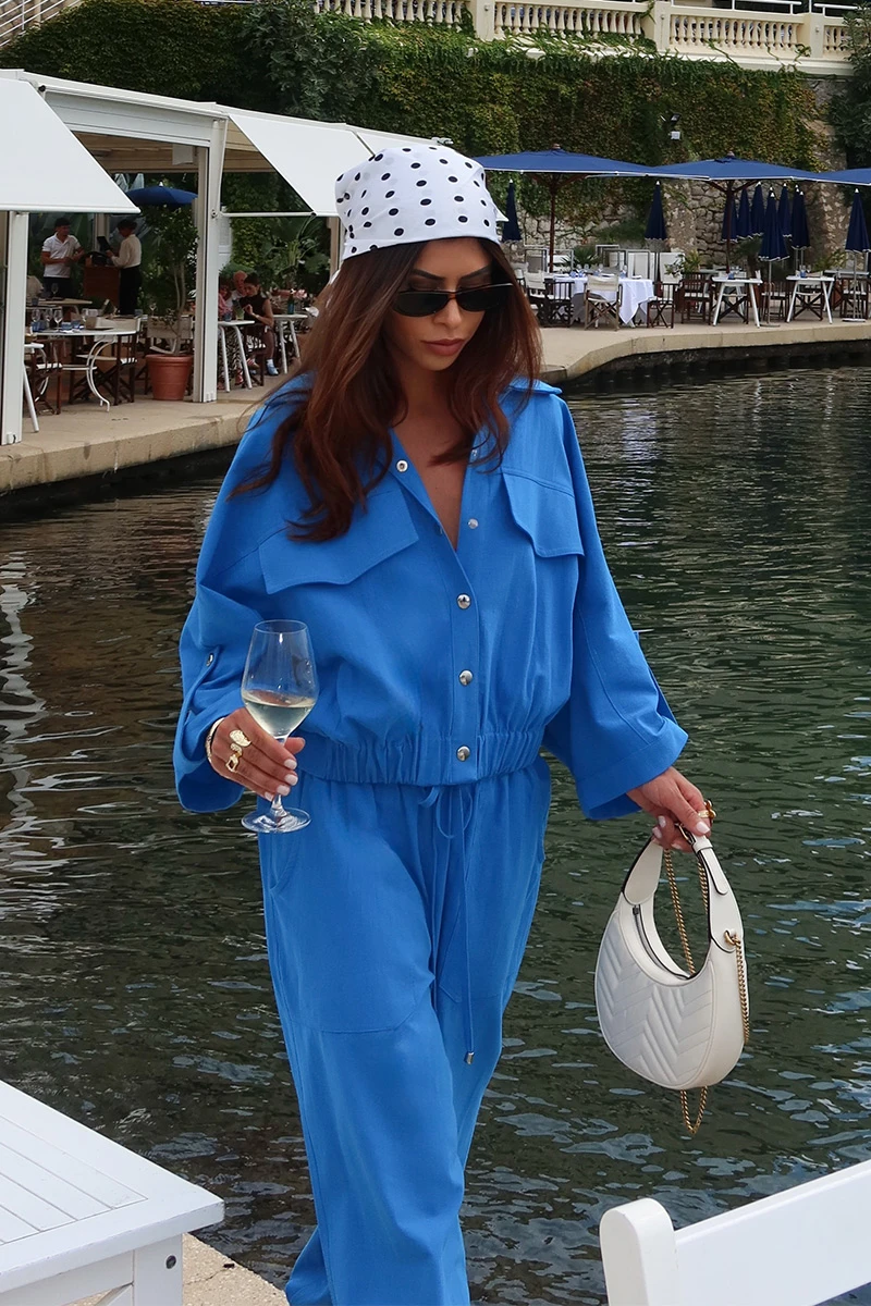 Dot Clothing - Conjunto Dot Clothing Liz Blusa e Calça Jogger Azul - 2822AZUL