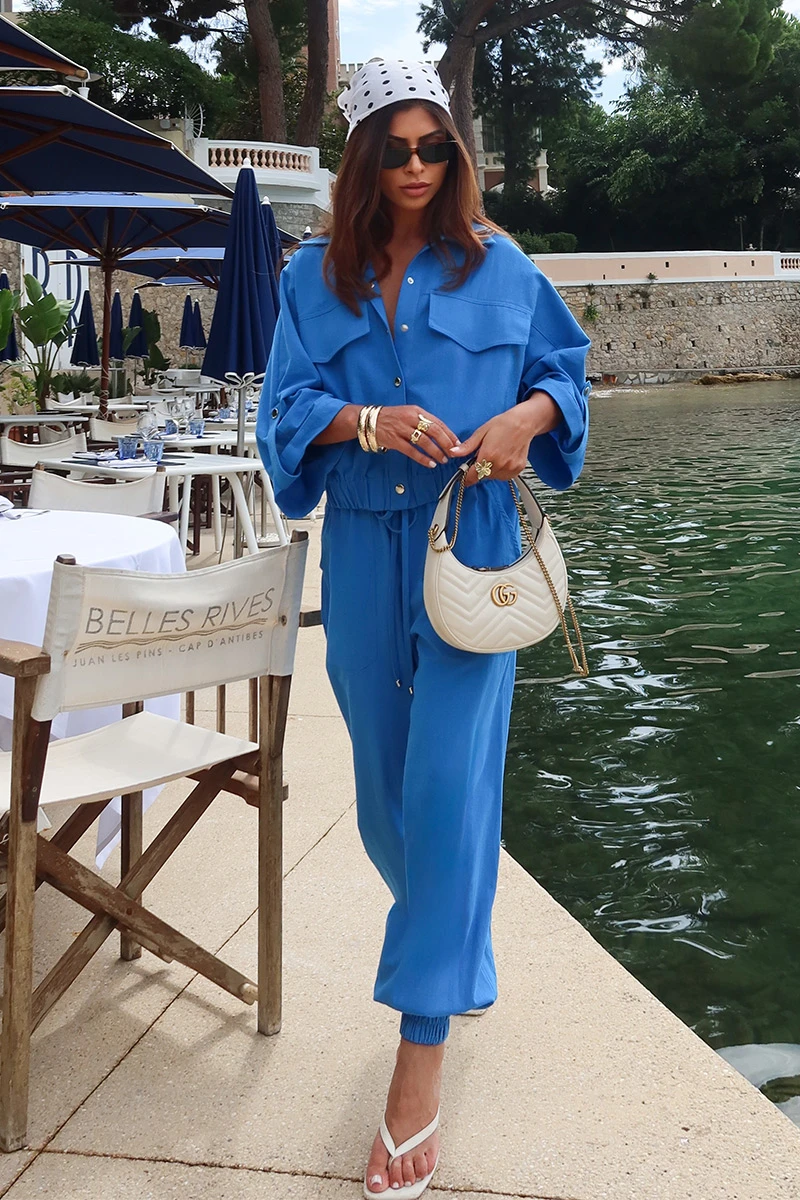 Dot Clothing - Conjunto Dot Clothing Liz Blusa e Calça Jogger Azul - 2822AZUL