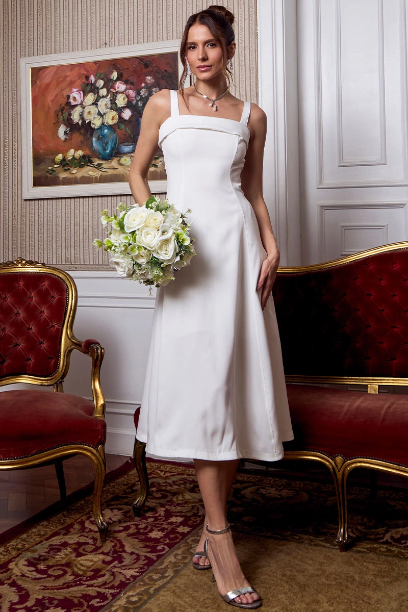 Miss Misses - Teodora Dress with Straps, Pockets, and Zippers Off White - 54679030