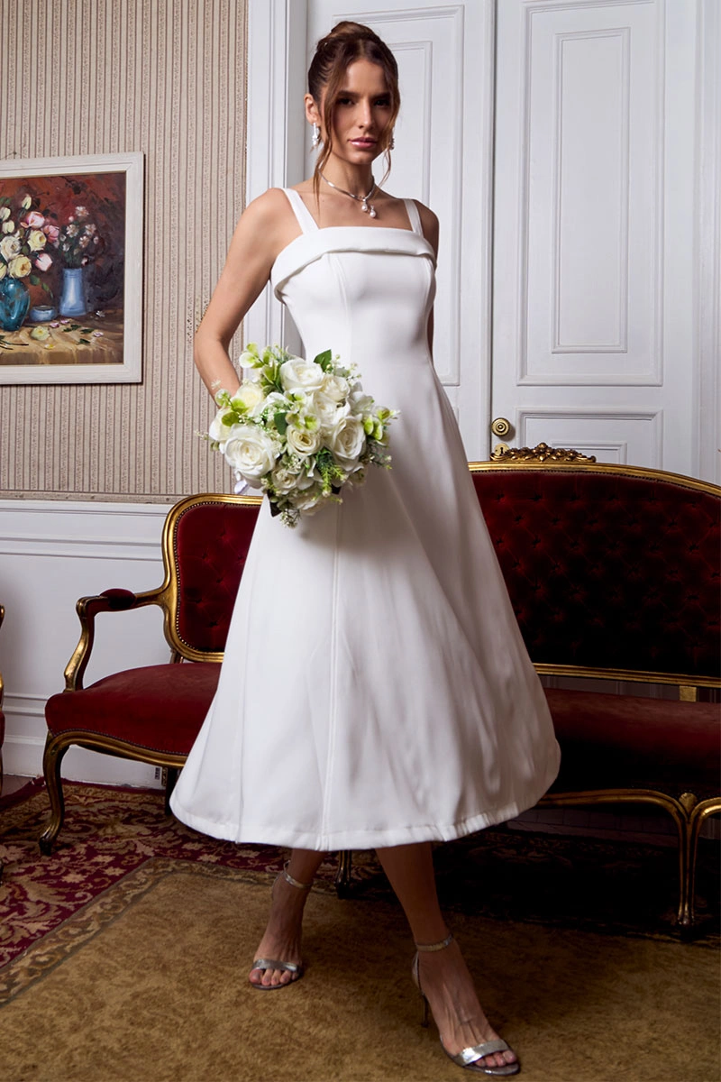 Miss Misses - Teodora Dress with Straps, Pockets, and Zippers Off White - 54679030