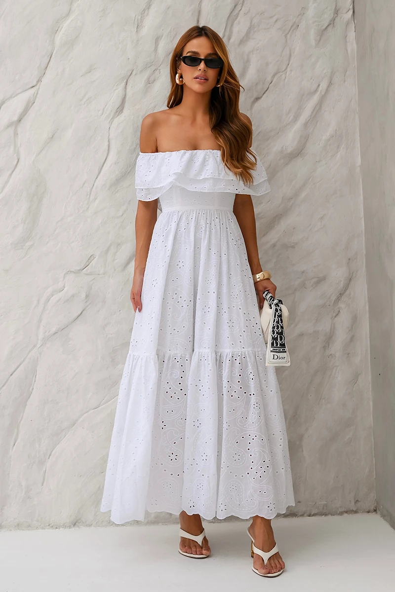 Dot Clothing - Dress Dot Clothing Caitlin Shoulder to Shoulder Laise Off White - 2840OFF