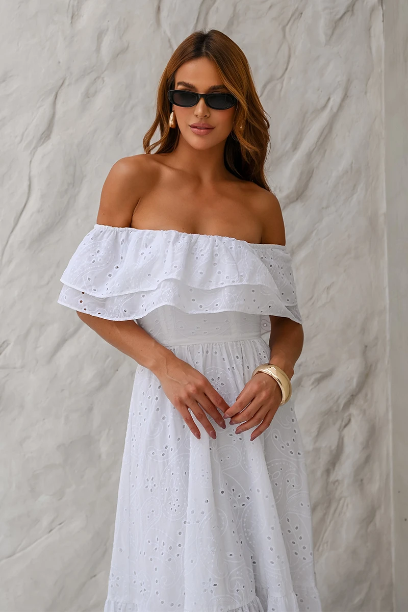 Dot Clothing - Dress Dot Clothing Caitlin Shoulder to Shoulder Laise Off White - 2840OFF