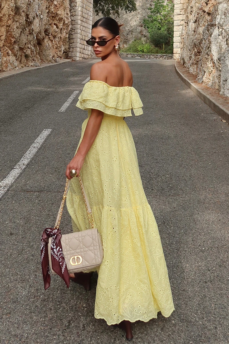 Dot Clothing - Vestido Dot Clothing Caitlin Ombro a Ombro Laise Camomila - 2840AMAR