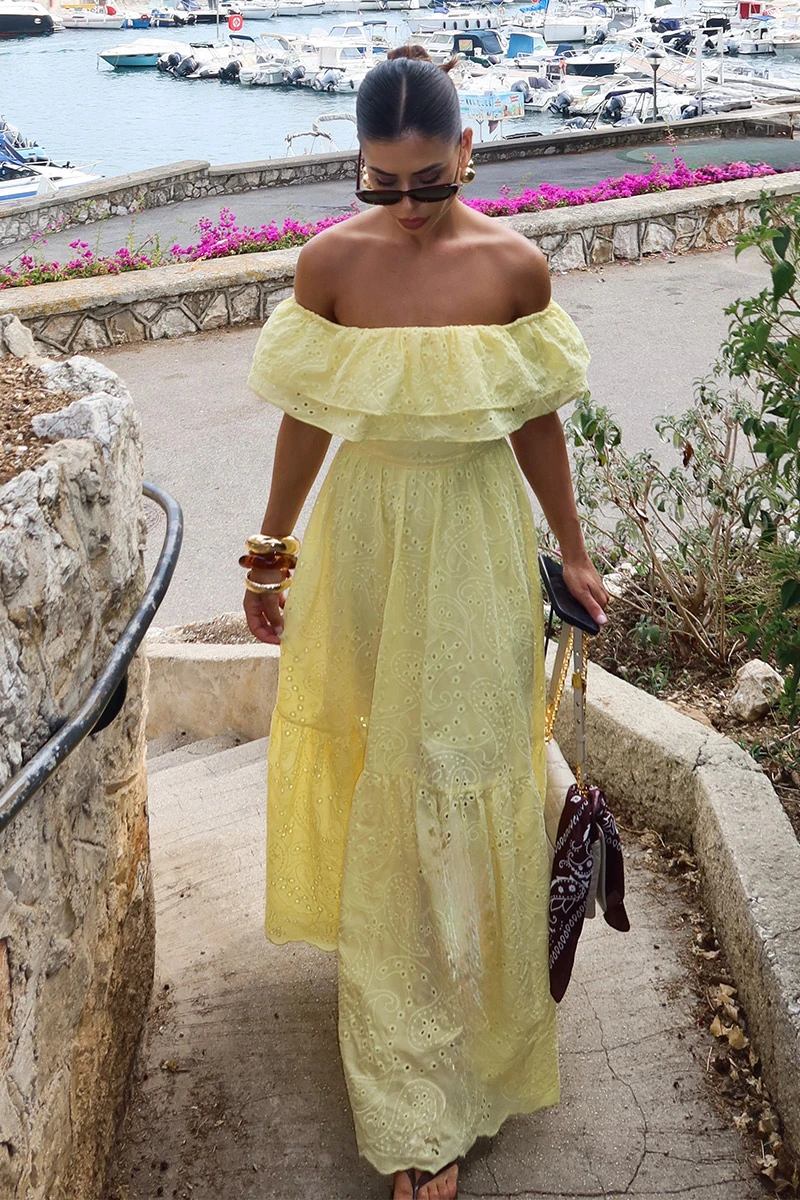 Dot Clothing - Vestido Dot Clothing Caitlin Ombro a Ombro Laise Camomila - 2840AMAR