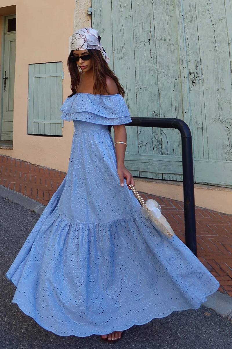 Dot Clothing - Vestido Dot Clothing Caitlin Ombro a Ombro Laise Azul - 2840AZUL