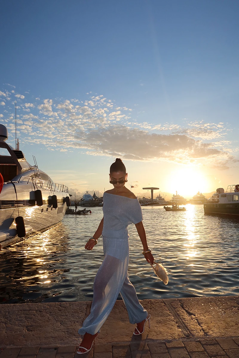 Dot Clothing - Conjunto Dot Clothing Maya Blusa e Calça Lurex Azul - 2855AZUL