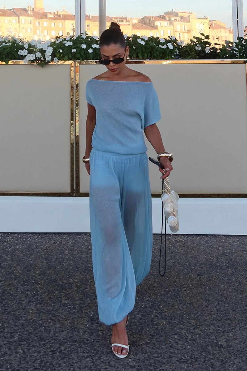 Dot Clothing - Set Dot Clothing Maya Shirt and Pants Lurex Blue - 2855AZUL