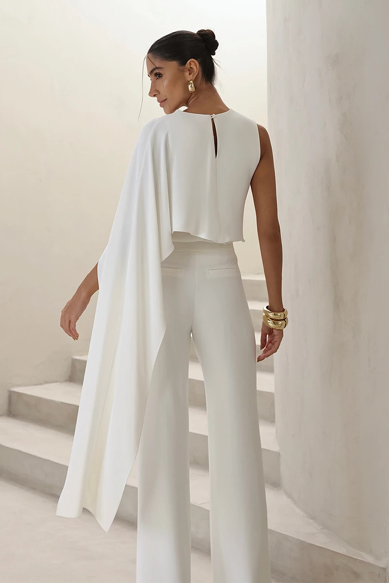 Dot Clothing - Conjunto Dot Clothing Calça e Blusa Assimétrica Off White - 2860OFF