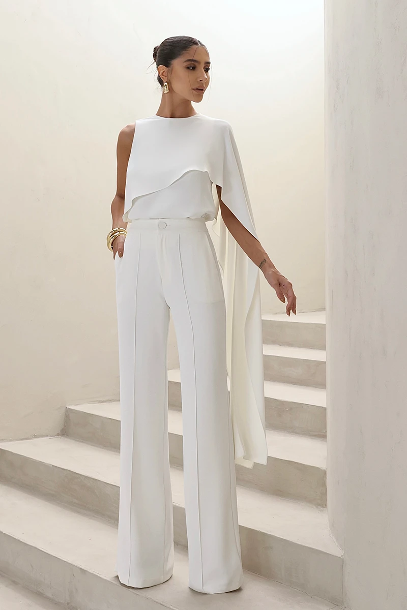 Dot Clothing - Conjunto Dot Clothing Calça e Blusa Assimétrica Off White - 2860OFF