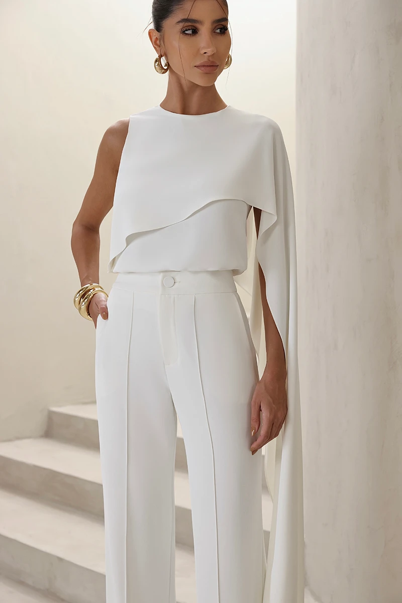 Dot Clothing - Conjunto Dot Clothing Calça e Blusa Assimétrica Off White - 2860OFF