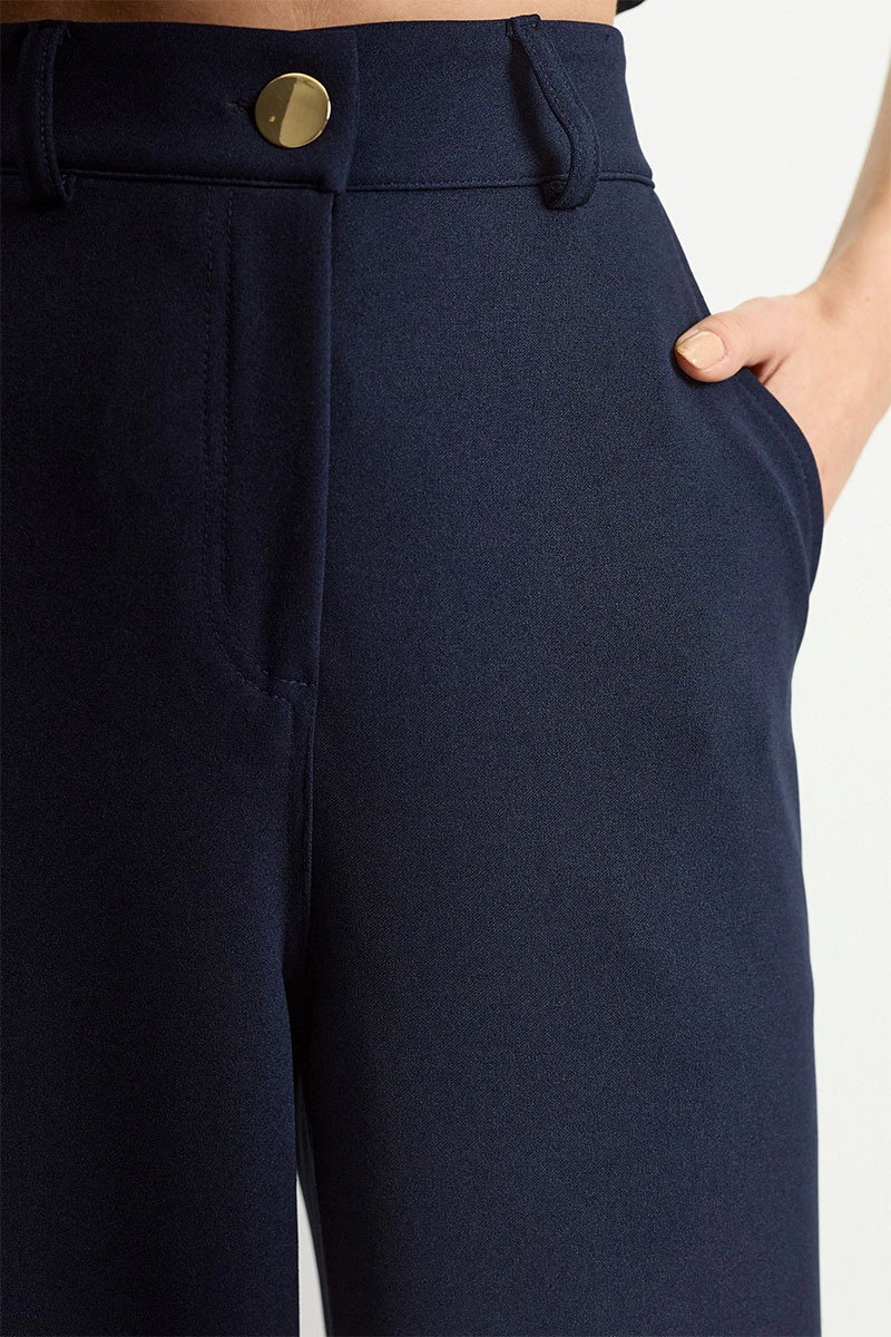 Miss Misses - Rute Set Pants with Shirt and Zipper Navy Blue - 54681004