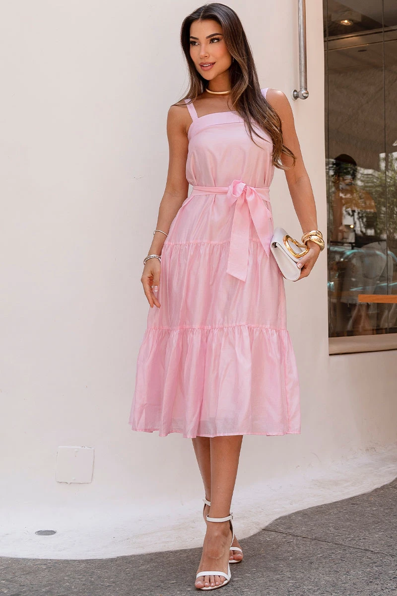 Miss Misses - Felicia Dress with Straps and Pink Band - 54687060