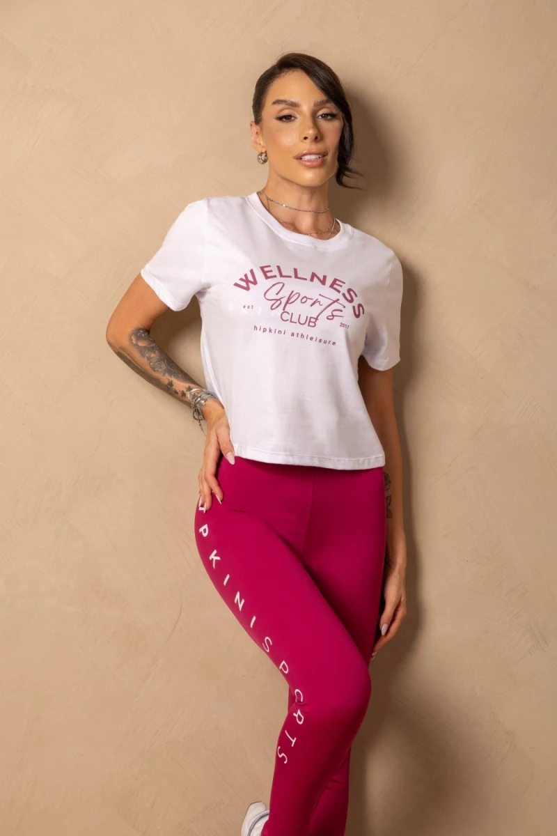 Hipkini - White Cropped Fitness Time For Me T-Shirt - 33331438