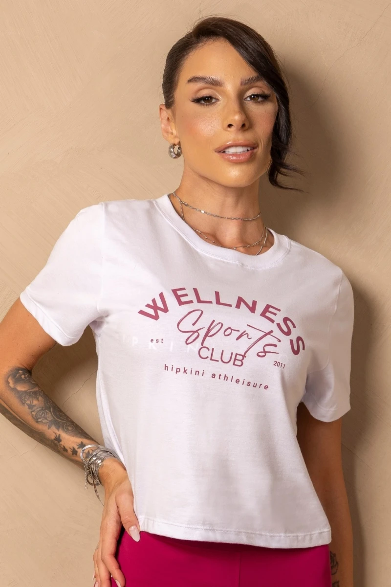 Hipkini - White Cropped Fitness Time For Me T-Shirt - 33331438