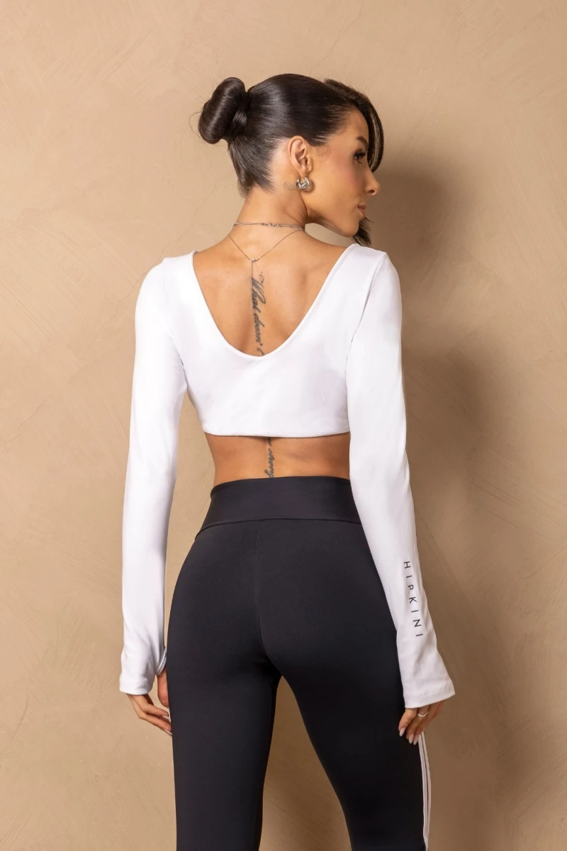 Hipkini - Cropped Fitness Enjoy the moment White Long sleeve - 33331408