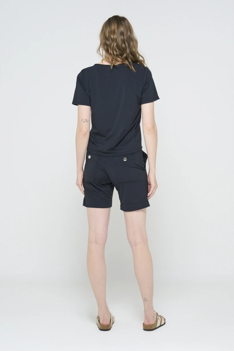 Hidrogênio - BERMUDA FLUITY COM CÓS ELÁSTICO E CANALETA E BOLSOS PRETO - 19603001