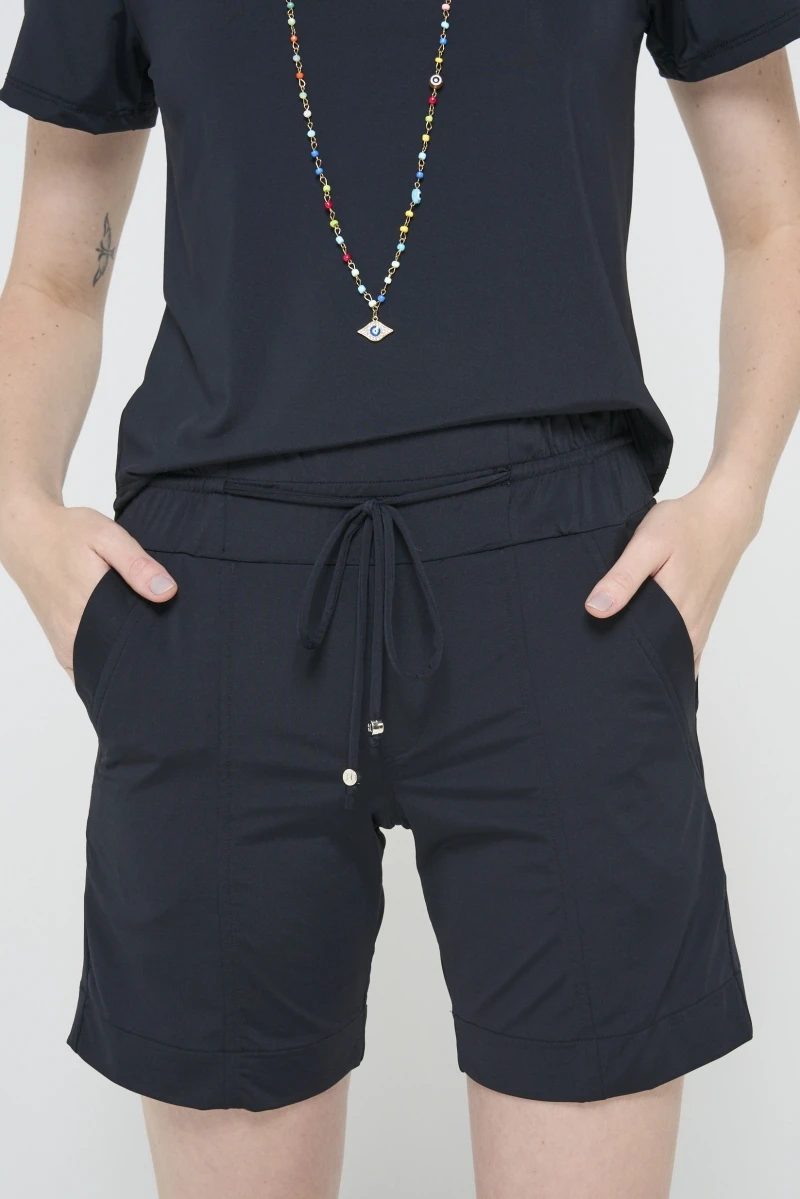 Hidrogênio - BERMUDA FLUITY COM CÓS ELÁSTICO E CANALETA E BOLSOS PRETO - 19603001