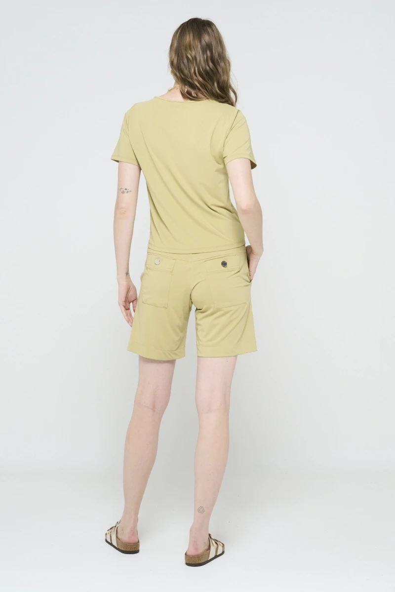 Hidrogênio - BERMUDA FLUITY COM CÓS ELÁSTICO E CANALETA E BOLSOS VERDE CANA - 19603479