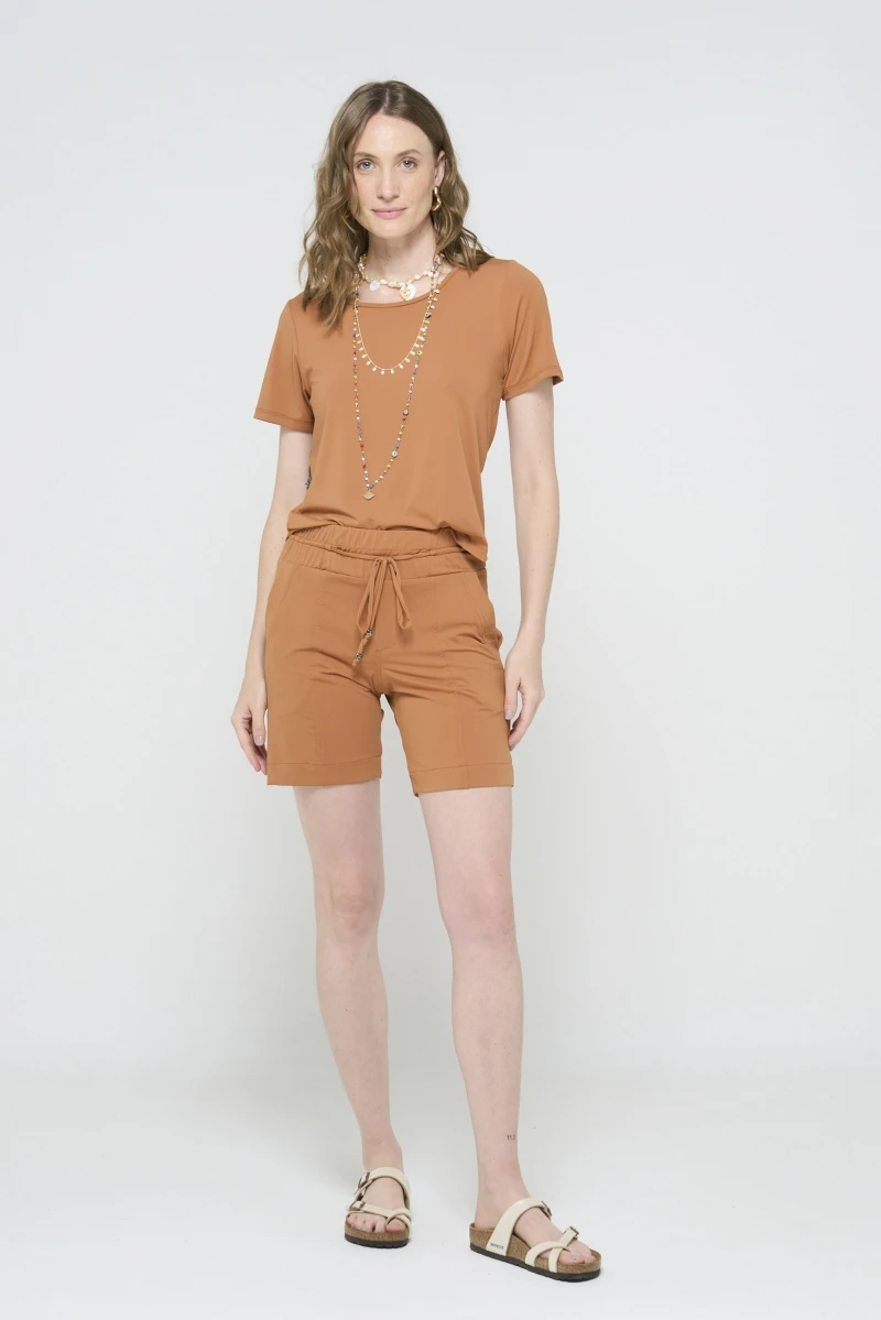 Hidrogênio - BERMUDA FLUITY COM CÓS ELÁSTICO E CANALETA E BOLSOS TERRA - 19603332