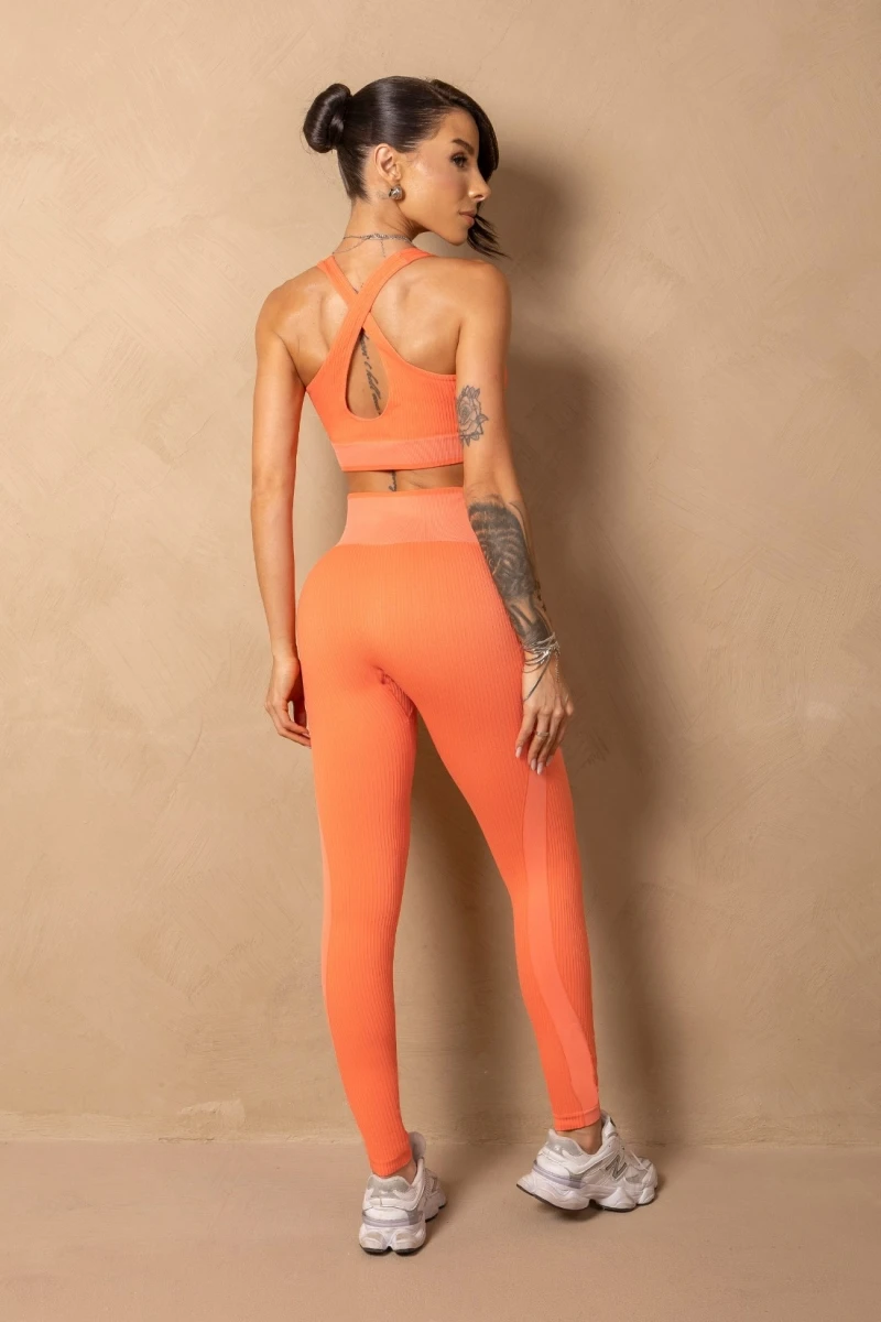 Hipkini - Time For Me Seamless Orange Ribbed Top - 33331649