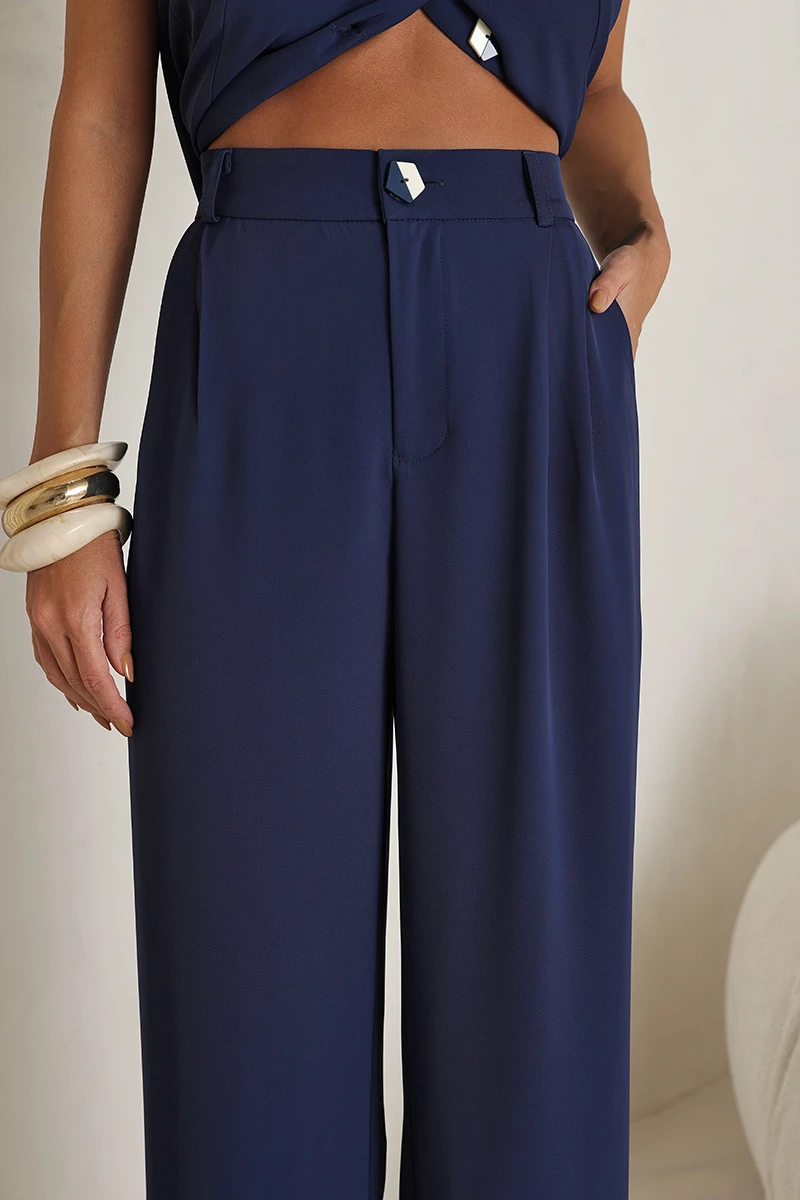 Dot Clothing - Conjunto Dot Clothing Carla Alfaiataria Det. Botão Azul - 2850AZUL