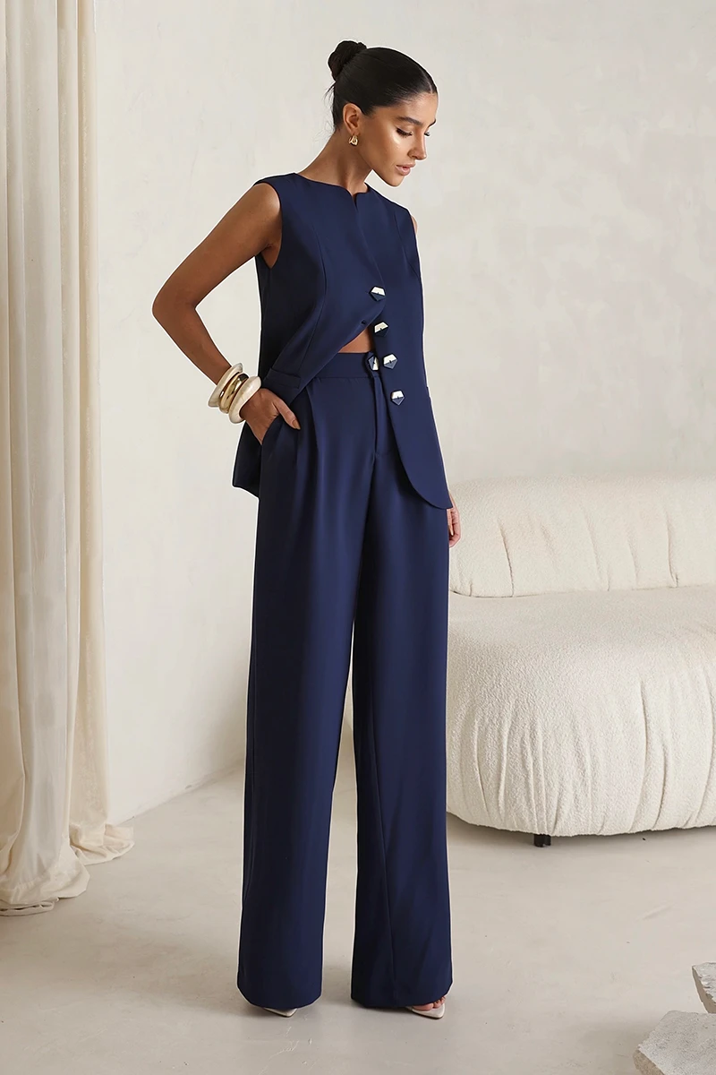 Dot Clothing - Conjunto Dot Clothing Carla Alfaiataria Det. Botão Azul - 2850AZUL