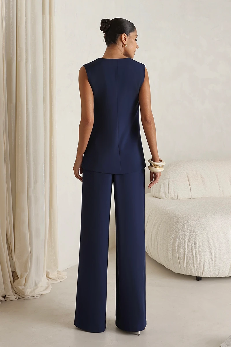 Dot Clothing - Conjunto Dot Clothing Carla Alfaiataria Det. Botão Azul - 2850AZUL