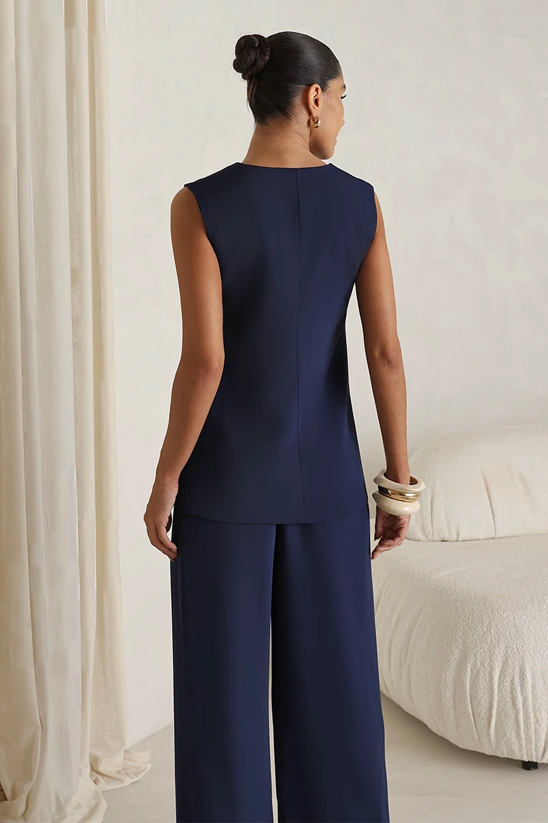 Dot Clothing - Conjunto Dot Clothing Carla Alfaiataria Det. Botão Azul - 2850AZUL