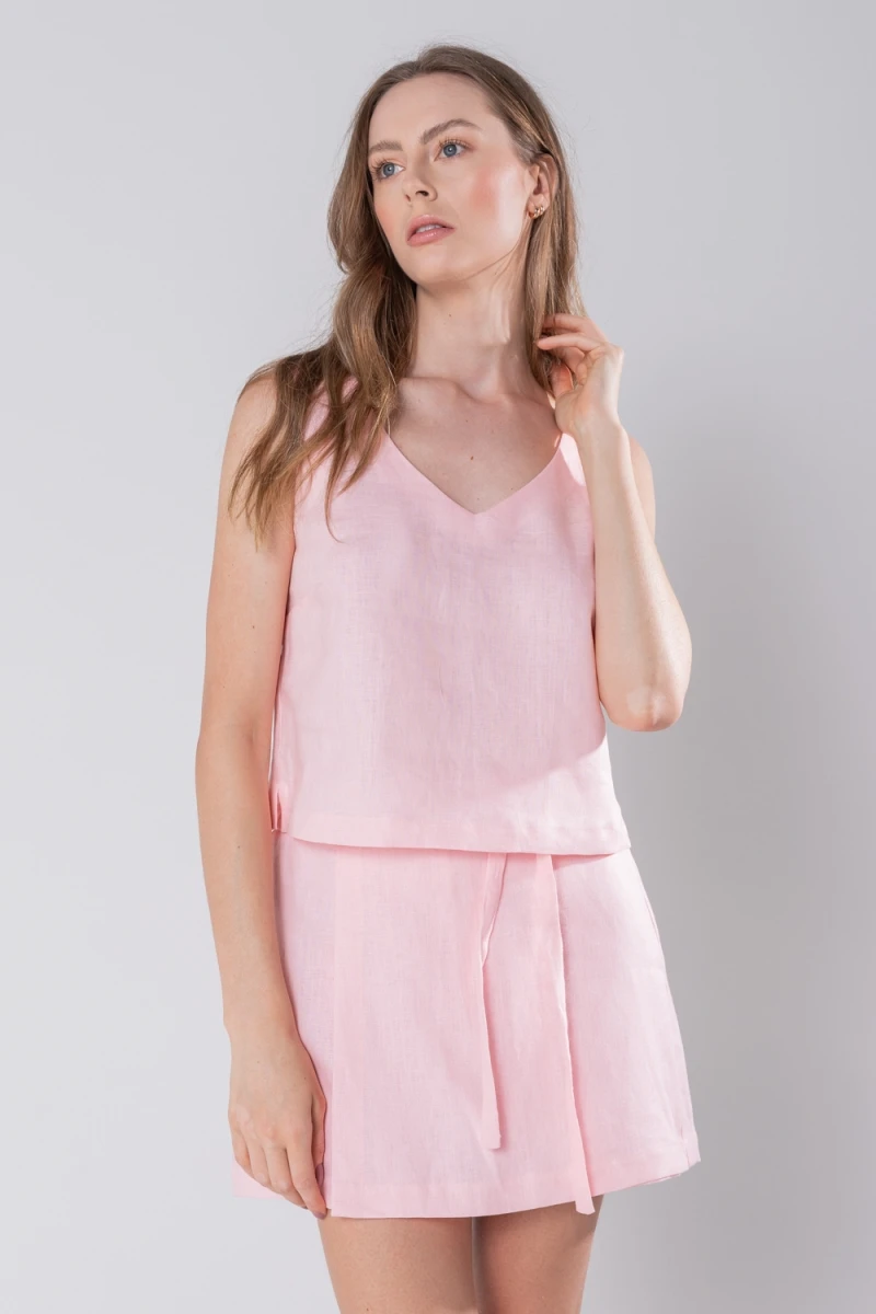 Hidrogênio - REGATA DE LINHO PURO DECOTE V GLOSSY - 19816515