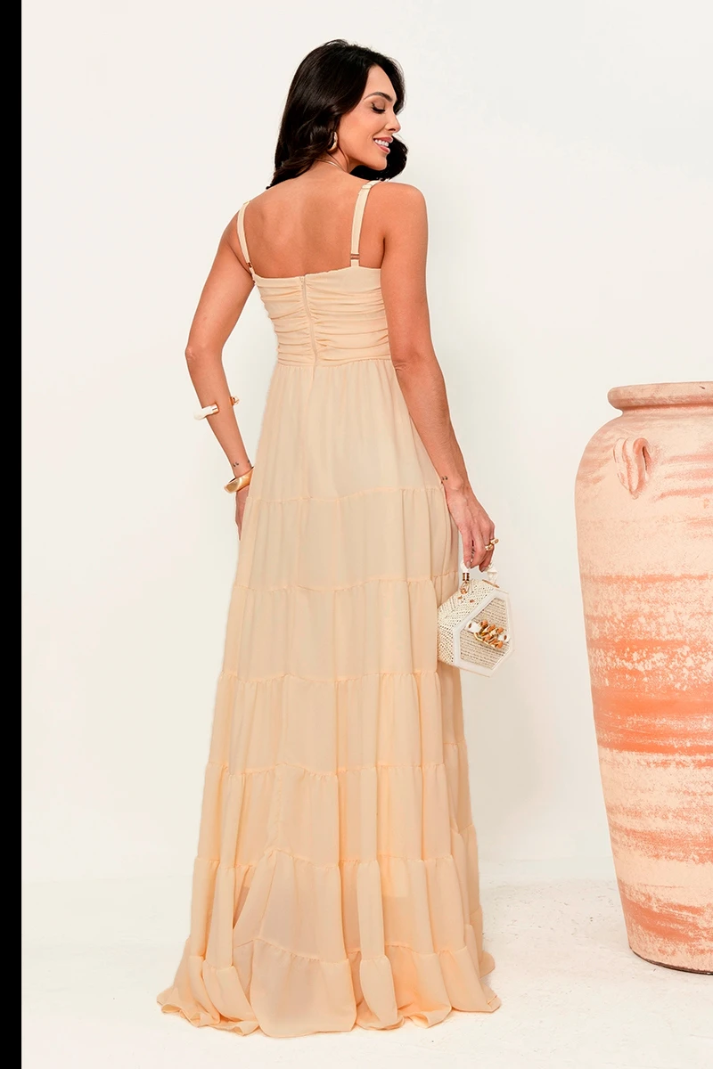 Dress Us - Dressus Ester Long Draped Yellow Dress - 54671AMAR